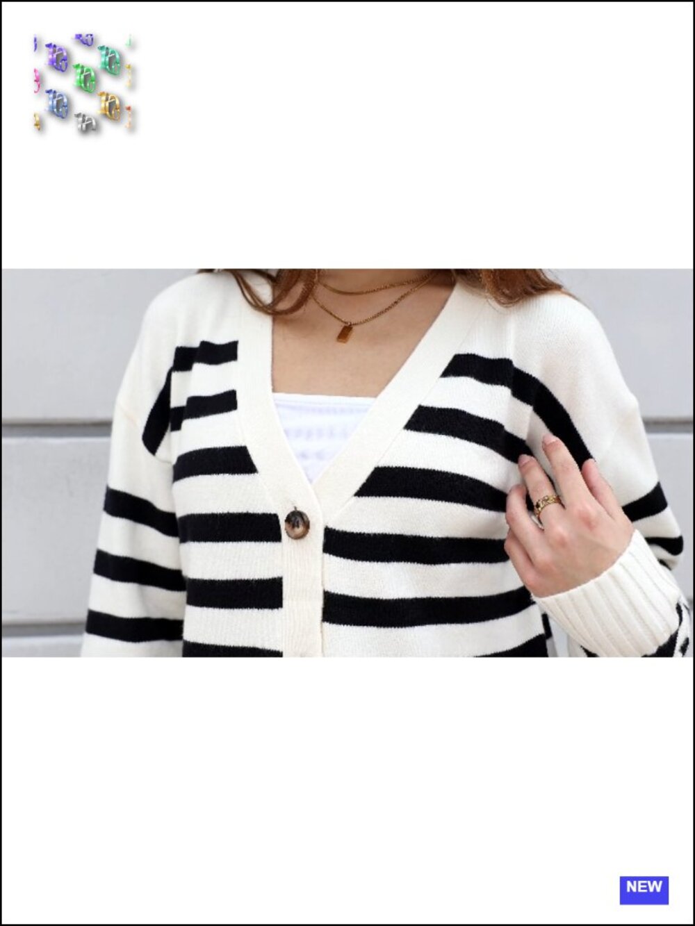 Womens V Neck Button Down Striped Cardigan Sweater Long Sleeve Open Front - Picture 6 of 6